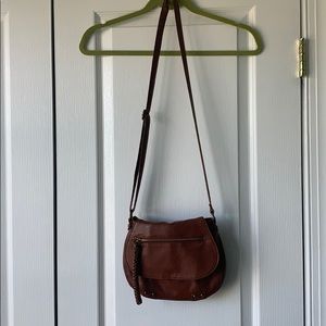 Tan leather crossbody bag